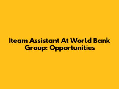 Iteam Assistant At World Bank Group: Opportunities